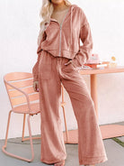 Zip Up Dropped Shoulder Hooded Top and Pants Set-2 Piece Outfit Sets-Krush Kandy, Women's Online Fashion Boutique Located in Phoenix, Arizona (Scottsdale Area)