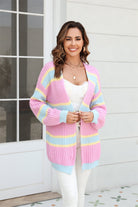 Angel Wings Color Block Ribbed Dropped Shoulder Open Front Cardigan-Krush Kandy, Women's Online Fashion Boutique Located in Phoenix, Arizona (Scottsdale Area)