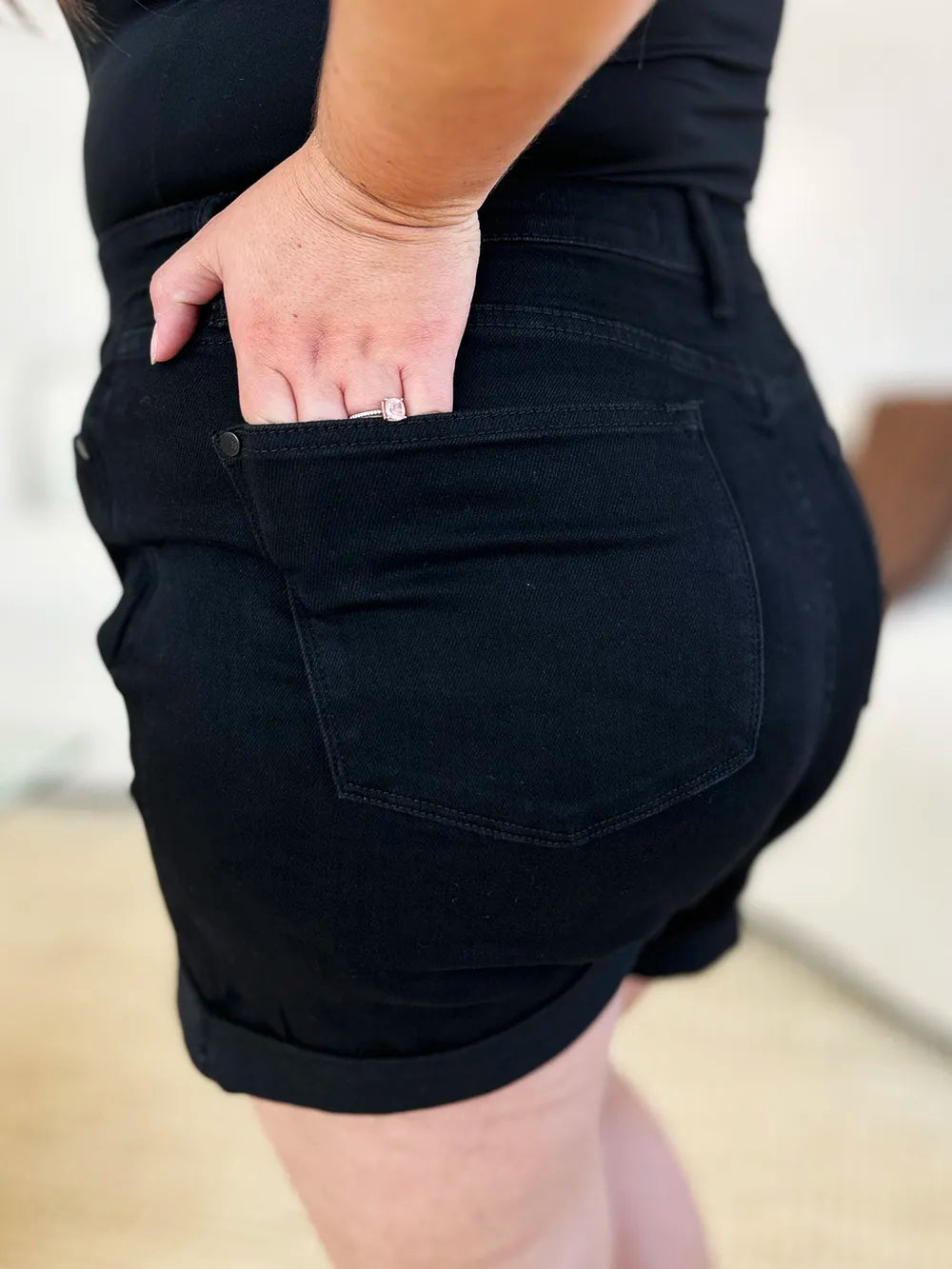 Judy Blue Full Size High Waist Tummy Control Cuffed Denim Shorts-Krush Kandy, Women's Online Fashion Boutique Located in Phoenix, Arizona (Scottsdale Area)