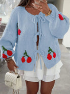 Cherry Pattern Tie-Front Oversized Cardigan-Cardigan-Krush Kandy, Women's Online Fashion Boutique Located in Phoenix, Arizona (Scottsdale Area)