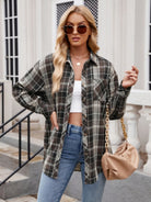 Mandy Pocketed Plaid Collared Neck Long Sleeve Shirt-Krush Kandy, Women's Online Fashion Boutique Located in Phoenix, Arizona (Scottsdale Area)