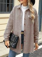 Houndstooth Button Up Long Sleeve Coat-Jacket-Krush Kandy, Women's Online Fashion Boutique Located in Phoenix, Arizona (Scottsdale Area)