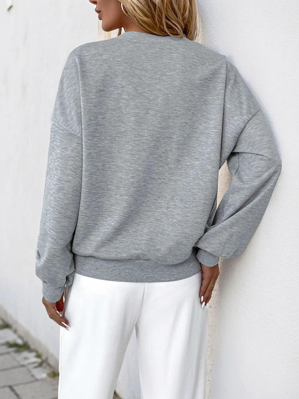 Perfee Cutout Pearl Round Neck Long Sleeve Sweatshirt-Sweaters-Krush Kandy, Women's Online Fashion Boutique Located in Phoenix, Arizona (Scottsdale Area)