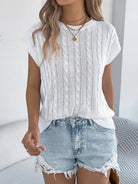 Cable-Knit Round Neck Knit Top-Tops-Krush Kandy, Women's Online Fashion Boutique Located in Phoenix, Arizona (Scottsdale Area)
