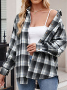 Mandy Plaid Collared Neck Long Sleeve Shirt-Long Sleeve Tops-Krush Kandy, Women's Online Fashion Boutique Located in Phoenix, Arizona (Scottsdale Area)