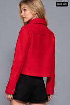 Plus Size Long Sleeve Soft Felt Jacket-Jackets-Krush Kandy, Women's Online Fashion Boutique Located in Phoenix, Arizona (Scottsdale Area)