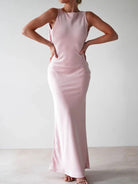 Satin Sleeveless Maxi Dress-Dresses-Krush Kandy, Women's Online Fashion Boutique Located in Phoenix, Arizona (Scottsdale Area)