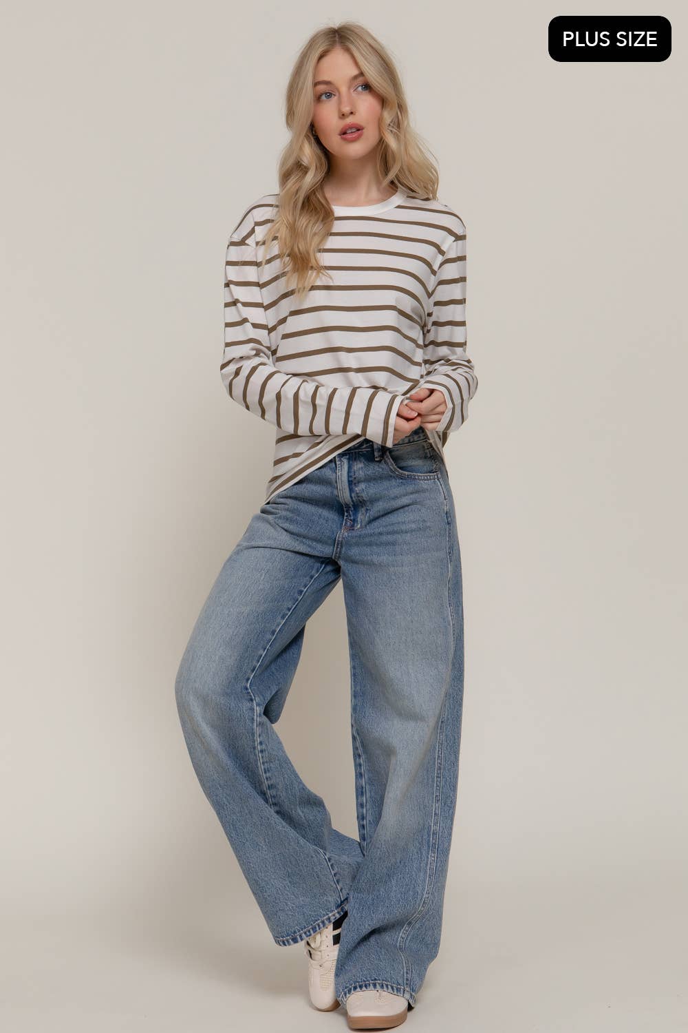 Long Sleeve Round Neck Stripe Tee-Long Sleeve Tops-Krush Kandy, Women's Online Fashion Boutique Located in Phoenix, Arizona (Scottsdale Area)
