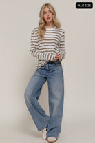 Long Sleeve Round Neck Stripe Tee-Long Sleeve Tops-Krush Kandy, Women's Online Fashion Boutique Located in Phoenix, Arizona (Scottsdale Area)