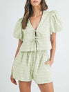 V-Neck Puff Sleeve Top and Shorts Set-Krush Kandy, Women's Online Fashion Boutique Located in Phoenix, Arizona (Scottsdale Area)