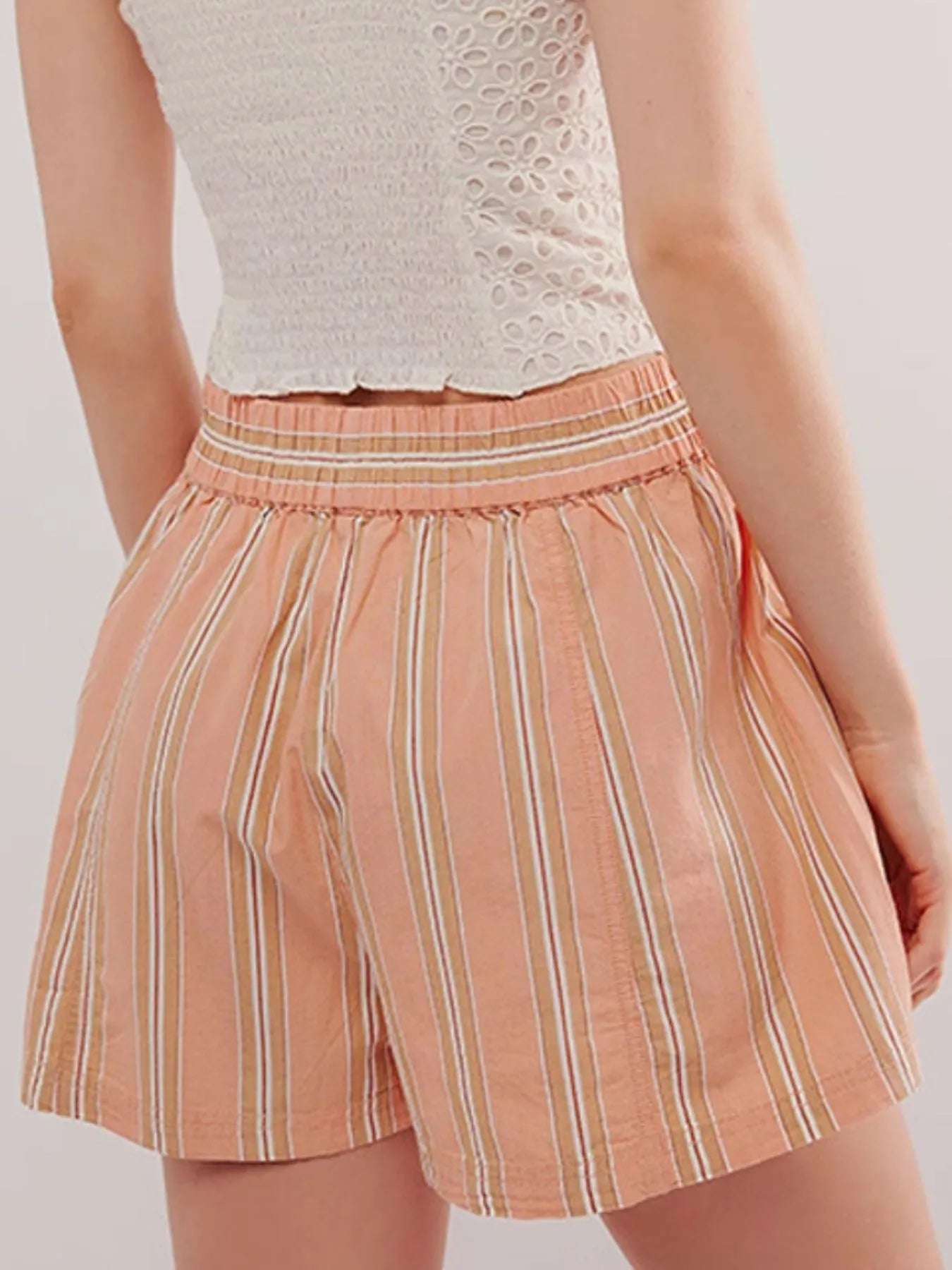 Striped High-Waist Linen Blend Summer Shorts-Shorts-Krush Kandy, Women's Online Fashion Boutique Located in Phoenix, Arizona (Scottsdale Area)