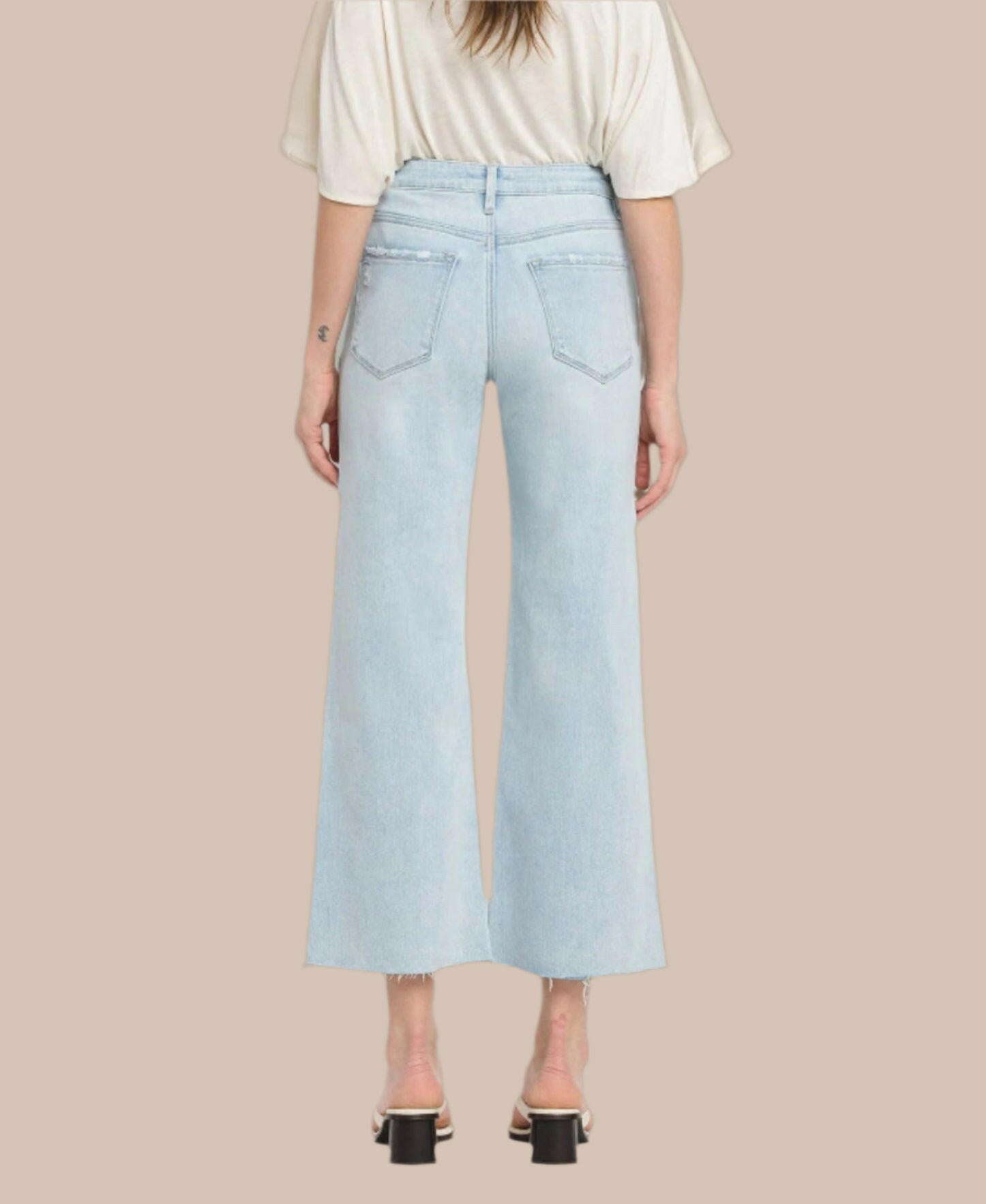 VERVET Sun-Kissed Crop High Rise Wide Leg Jeans-Denim-Krush Kandy, Women's Online Fashion Boutique Located in Phoenix, Arizona (Scottsdale Area)