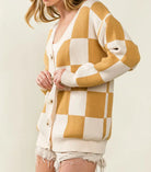 BiBi Checked V-neck Cardigan-Tops-Krush Kandy, Women's Online Fashion Boutique Located in Phoenix, Arizona (Scottsdale Area)