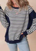 Exposed Seam Striped Long Sleeve Sweatshirt-Krush Kandy, Women's Online Fashion Boutique Located in Phoenix, Arizona (Scottsdale Area)