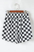 Checkered Print High Waist Casual Shorts-Shorts-Krush Kandy, Women's Online Fashion Boutique Located in Phoenix, Arizona (Scottsdale Area)