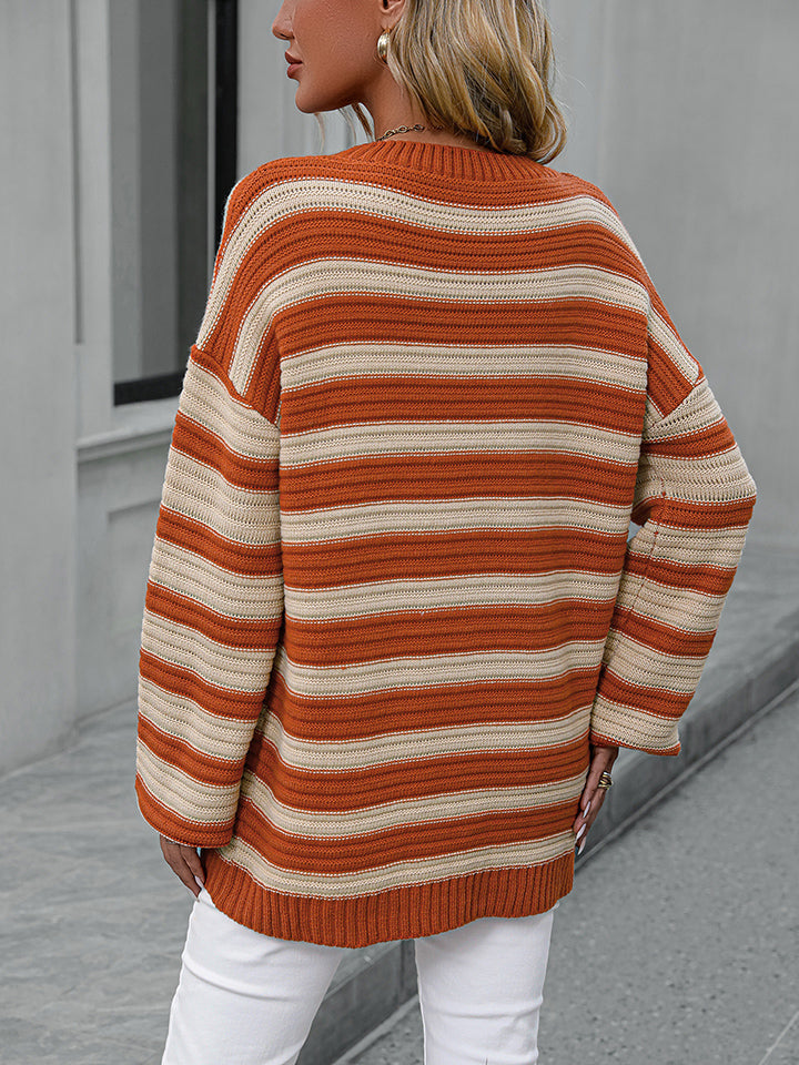 Striped Dropped Shoulder Sweater-Sweaters-Krush Kandy, Women's Online Fashion Boutique Located in Phoenix, Arizona (Scottsdale Area)