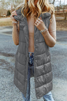 Longline Hooded Sleeveless Puffer Vest-Krush Kandy, Women's Online Fashion Boutique Located in Phoenix, Arizona (Scottsdale Area)