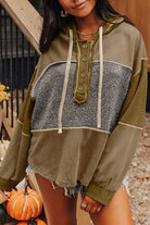 Cozy Patchwork Button Hoodie-Tops-Krush Kandy, Women's Online Fashion Boutique Located in Phoenix, Arizona (Scottsdale Area)