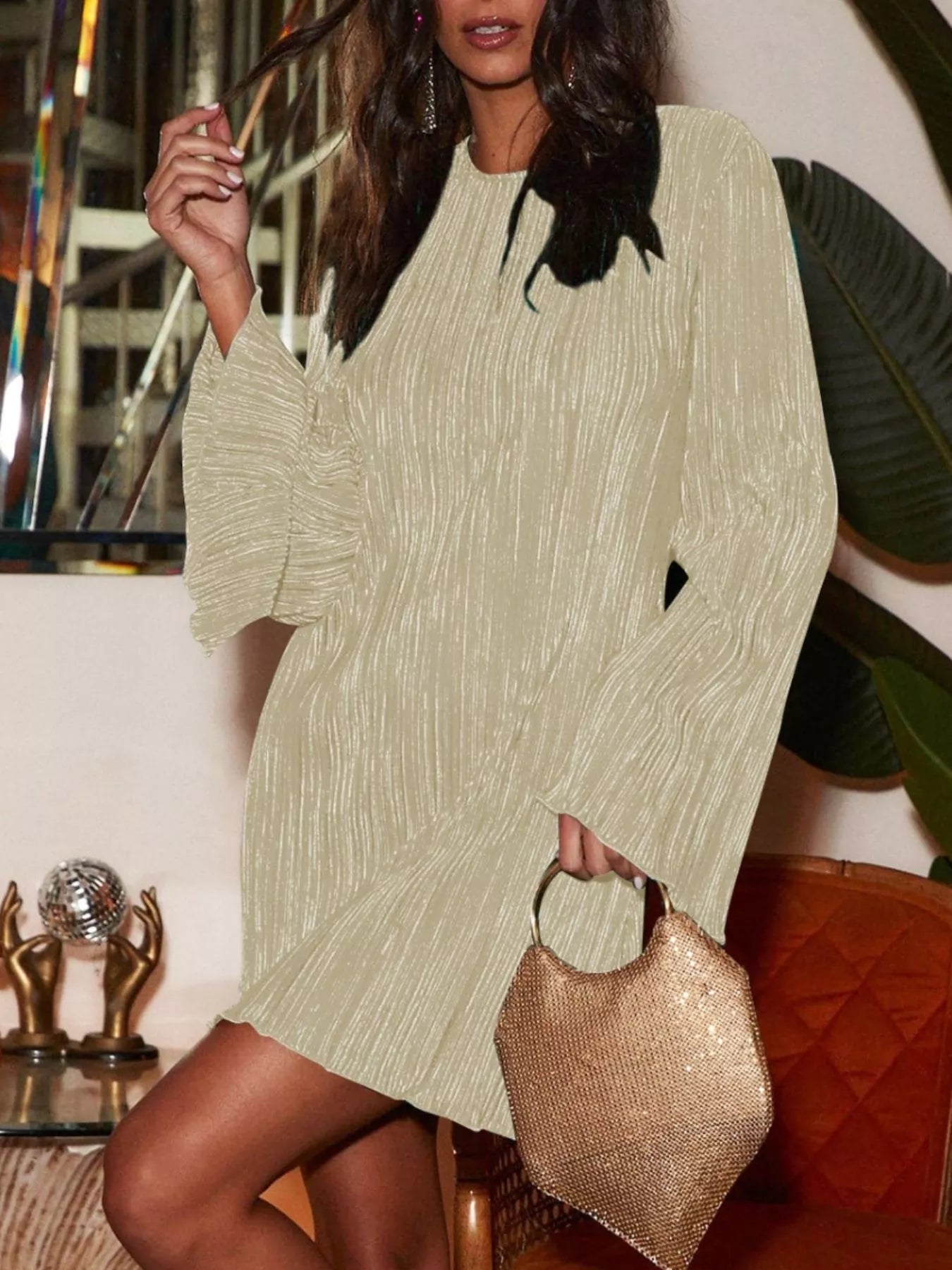 Cutout Back Flare Sleeve Dress-Dresses-Krush Kandy, Women's Online Fashion Boutique Located in Phoenix, Arizona (Scottsdale Area)