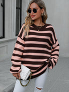 Striped Dropped Shoulder Sweater-Sweaters-Krush Kandy, Women's Online Fashion Boutique Located in Phoenix, Arizona (Scottsdale Area)