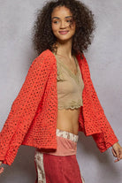 POL Open Front Cardigan with Crochet Patterns-Sweater-Krush Kandy, Women's Online Fashion Boutique Located in Phoenix, Arizona (Scottsdale Area)