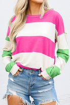 Contrast Color Block Round Neck Long Sleeve Top-Krush Kandy, Women's Online Fashion Boutique Located in Phoenix, Arizona (Scottsdale Area)