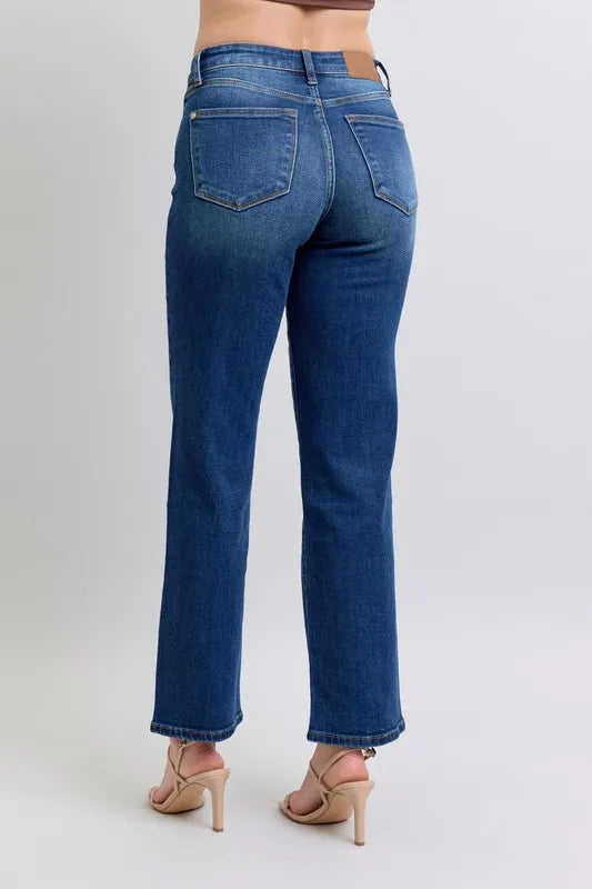 Judy Blue Full Size Side Seam Detail Straight Jeans with Pockets-jeans-Krush Kandy, Women's Online Fashion Boutique Located in Phoenix, Arizona (Scottsdale Area)