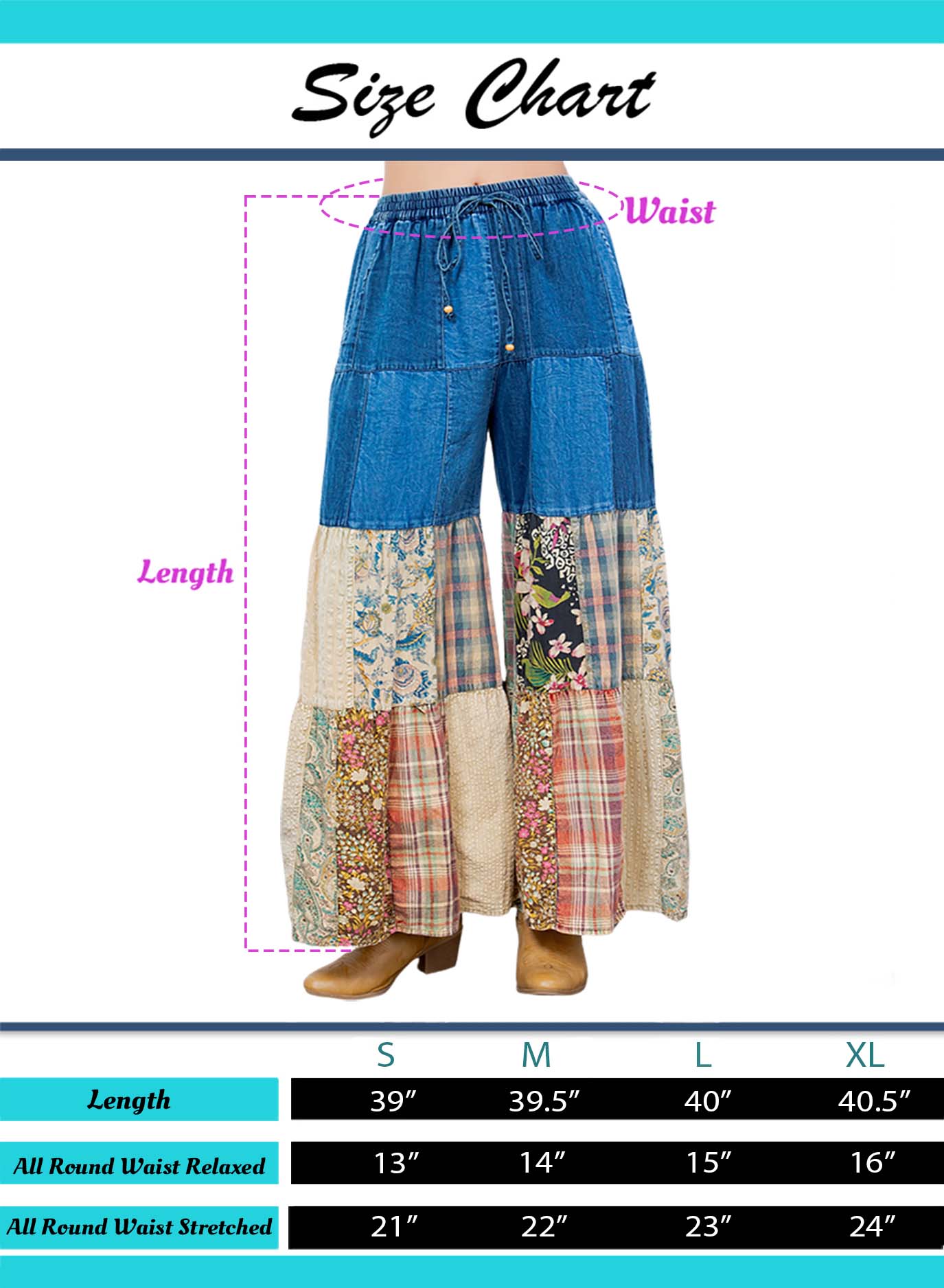 Boho Patchwork Wide-Leg Denim Pants-PANTS-Krush Kandy, Women's Online Fashion Boutique Located in Phoenix, Arizona (Scottsdale Area)