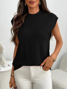 Mock Neck Cap Sleeve Knit Top-Tops-Krush Kandy, Women's Online Fashion Boutique Located in Phoenix, Arizona (Scottsdale Area)