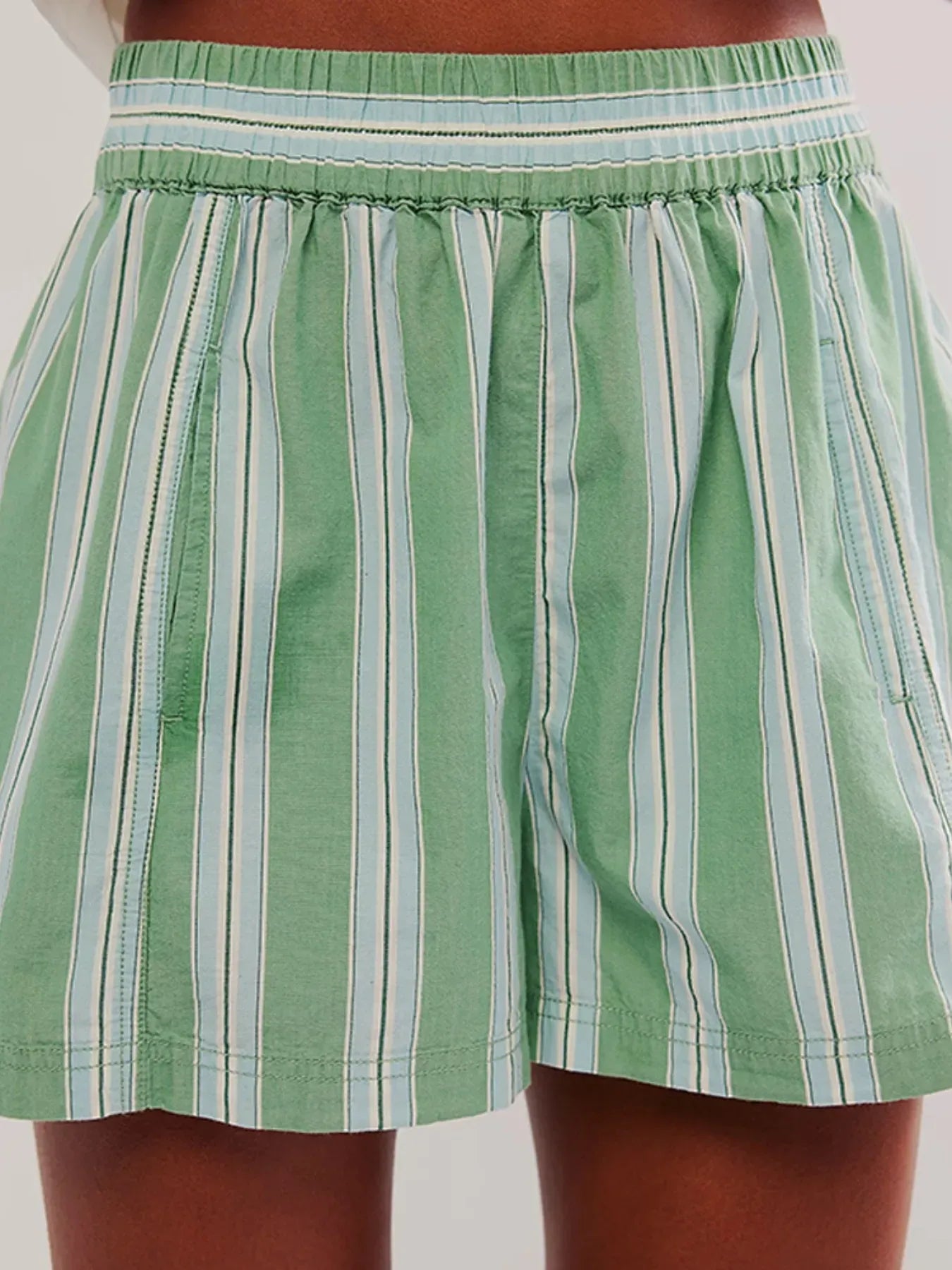 Striped High-Waist Linen Blend Summer Shorts-Shorts-Krush Kandy, Women's Online Fashion Boutique Located in Phoenix, Arizona (Scottsdale Area)