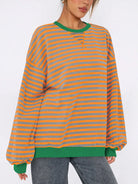 Striped Round Neck Long Sleeve Sweatshirt-Sweatshirt-Krush Kandy, Women's Online Fashion Boutique Located in Phoenix, Arizona (Scottsdale Area)