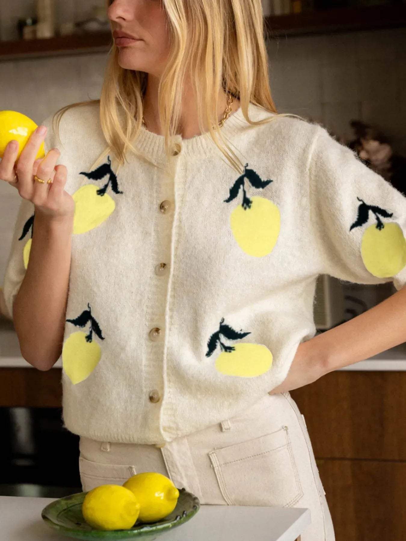 Lemon Button-Up Long Sleeve Cardigan-Tops-Krush Kandy, Women's Online Fashion Boutique Located in Phoenix, Arizona (Scottsdale Area)