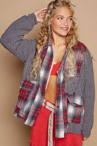 POL Oversized Plaid Contrast Button Down Jacket-Jackets-Krush Kandy, Women's Online Fashion Boutique Located in Phoenix, Arizona (Scottsdale Area)