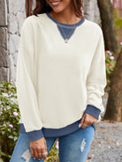 Lovelet Contrast Round Neck Long Sleeve Sweatshirt-Krush Kandy, Women's Online Fashion Boutique Located in Phoenix, Arizona (Scottsdale Area)