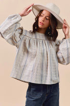 SO ME Floral Cotton Print Ruffled Long Sleeve Blouse-Tops-Krush Kandy, Women's Online Fashion Boutique Located in Phoenix, Arizona (Scottsdale Area)