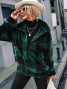 Plaid Zip-Up Collared Jacket-Krush Kandy, Women's Online Fashion Boutique Located in Phoenix, Arizona (Scottsdale Area)