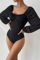 Ruched Balloon Sleeve Bodysuit-Krush Kandy, Women's Online Fashion Boutique Located in Phoenix, Arizona (Scottsdale Area)