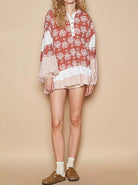 POL Ruffled Hem Floral Pattern Balloon Sleeve Hoodie-Hoodies-Krush Kandy, Women's Online Fashion Boutique Located in Phoenix, Arizona (Scottsdale Area)