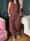 Lovelet Plaid Round Neck Sleeveless Top and Pants Set-2 Piece Outfit Sets-Krush Kandy, Women's Online Fashion Boutique Located in Phoenix, Arizona (Scottsdale Area)