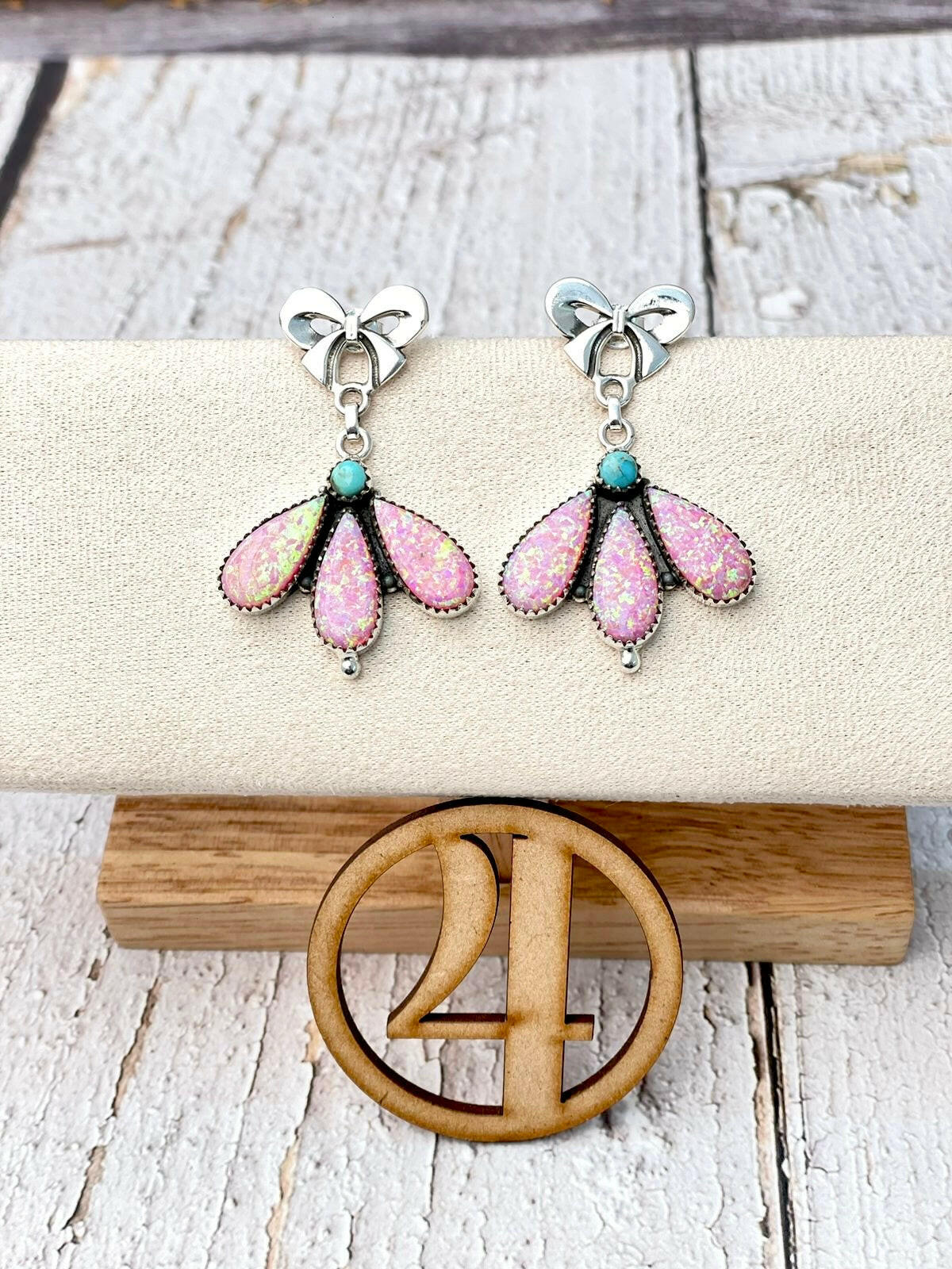 Dreamy Opal Bow Cluster Earrings-Earrings-Krush Kandy, Women's Online Fashion Boutique Located in Phoenix, Arizona (Scottsdale Area)