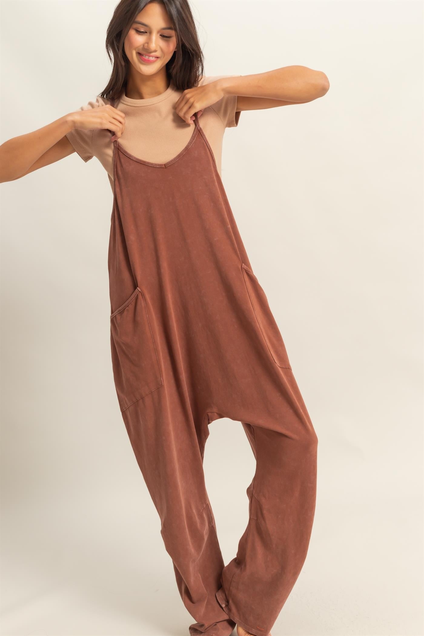 Relaxed Fit Mineral Washed Jumpsuit-Krush Kandy, Women's Online Fashion Boutique Located in Phoenix, Arizona (Scottsdale Area)