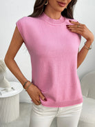 Mock Neck Cap Sleeve Knit Top-Tops-Krush Kandy, Women's Online Fashion Boutique Located in Phoenix, Arizona (Scottsdale Area)