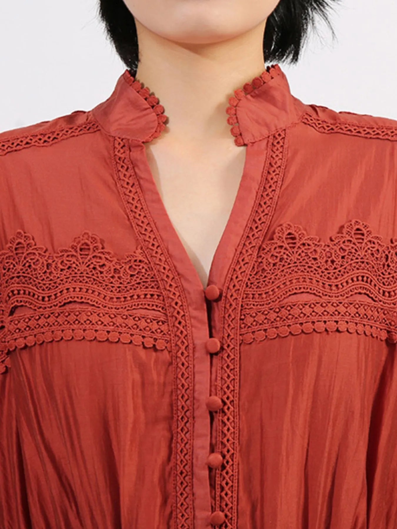 Ruffle Lace Trim Long Sleeve Dress-Dresses-Krush Kandy, Women's Online Fashion Boutique Located in Phoenix, Arizona (Scottsdale Area)