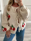 Cherry Pattern Tie-Front Oversized Cardigan-Cardigan-Krush Kandy, Women's Online Fashion Boutique Located in Phoenix, Arizona (Scottsdale Area)