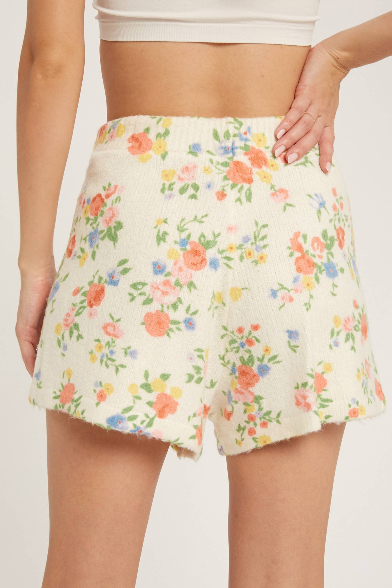 Ditsy Floral Print Sweater Shorts-shorts-Krush Kandy, Women's Online Fashion Boutique Located in Phoenix, Arizona (Scottsdale Area)