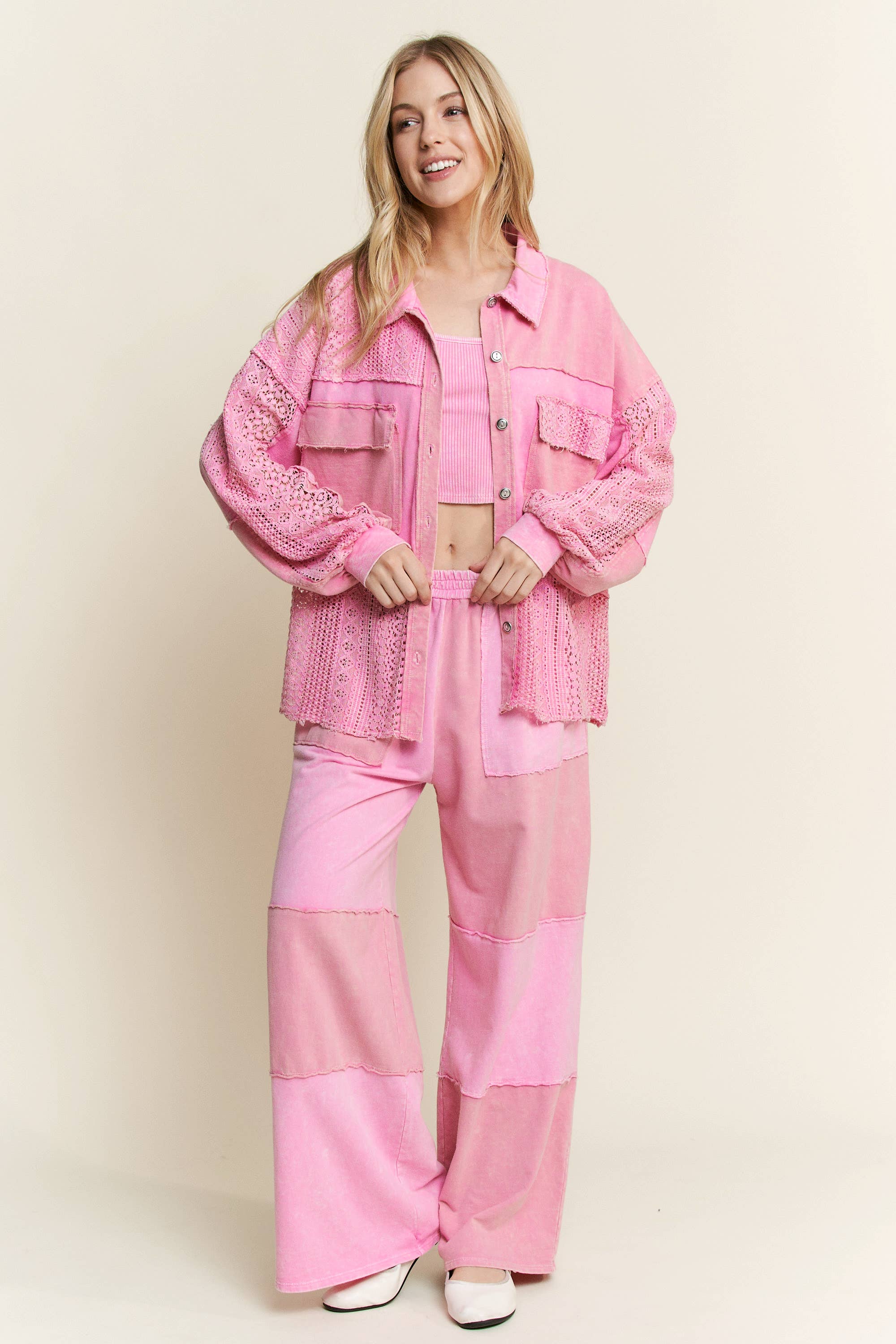 Mineral Wash Color Block Wide-leg Lounge Pants-Pants-Krush Kandy, Women's Online Fashion Boutique Located in Phoenix, Arizona (Scottsdale Area)