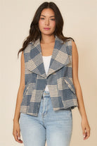 Plaid Open Front Sleeveless Jacket-Vests-Krush Kandy, Women's Online Fashion Boutique Located in Phoenix, Arizona (Scottsdale Area)