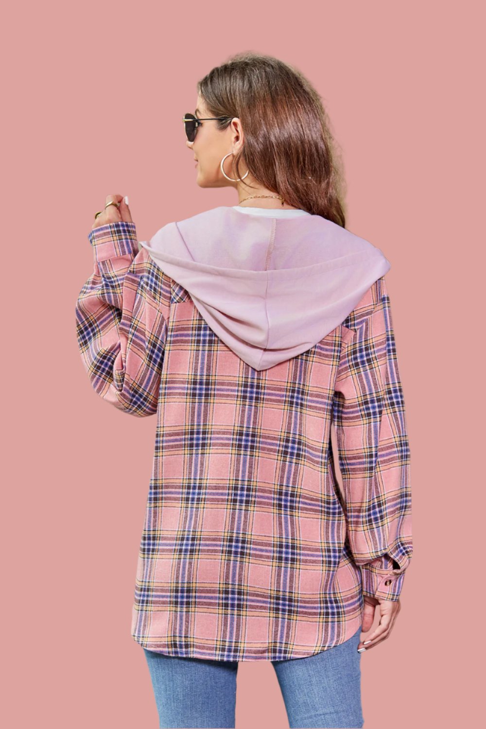 Mandy Holiday Plaid Long Sleeve Hooded Jacket-Shackets-Krush Kandy, Women's Online Fashion Boutique Located in Phoenix, Arizona (Scottsdale Area)