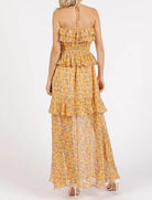 Mittoshop Ruffled Smocked Floral Halter Neck Maxi Dress-Dresses-Krush Kandy, Women's Online Fashion Boutique Located in Phoenix, Arizona (Scottsdale Area)