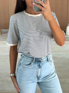 Striped Casual Tee-Tops-Krush Kandy, Women's Online Fashion Boutique Located in Phoenix, Arizona (Scottsdale Area)